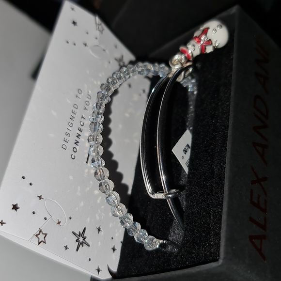 ALEX & ANI Snowman Charm Beaded Bangle Bracelet Set BRAND NEW IN BOX - Picture 4 of 7